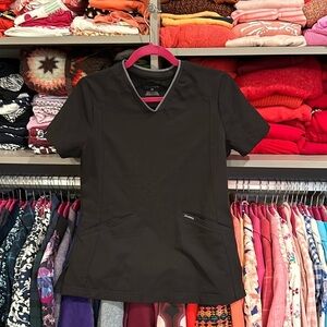Jaanuu black with gray piping size CS scrub top​
